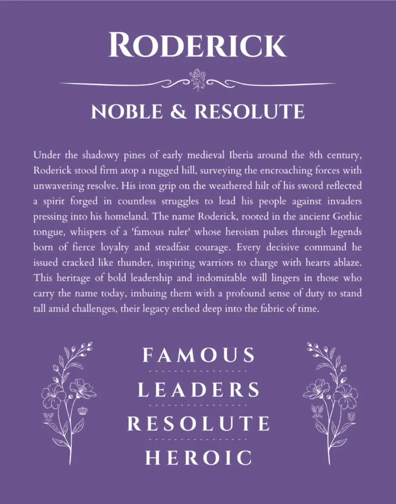 Roderick custom name meaning print in purple