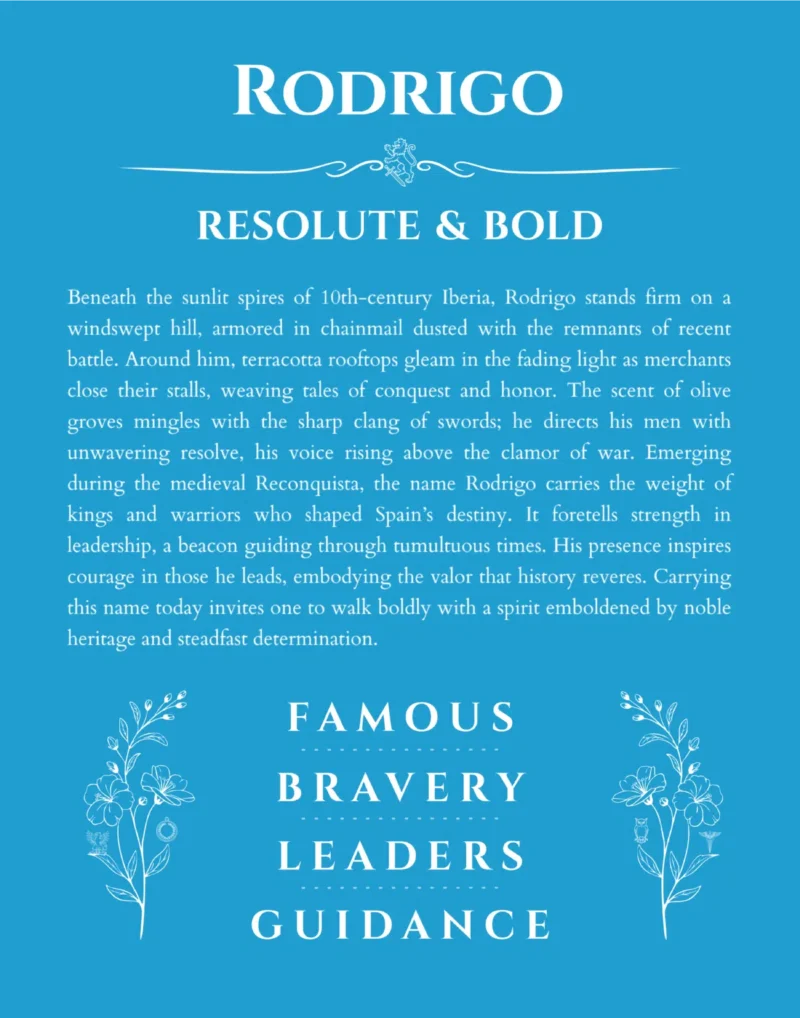 Rodrigo custom name print for wall display in blue