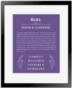 Roel custom name print for wall display in purple with black matte frame