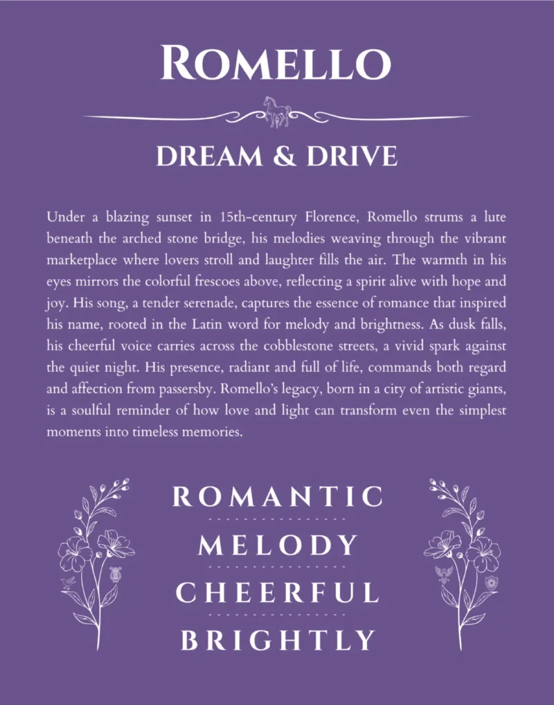 Romello personalized name meaning print in purple