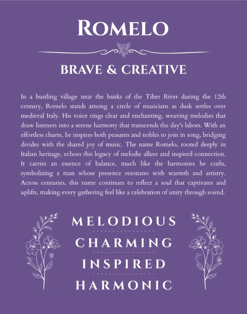 Romelo custom name print for wall display in purple