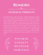 Romero personalized wall art with the story of your name in pink