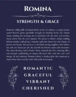Romina custom name meaning print in navy blue