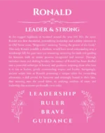 Ronald personalized name art with origin story in pink