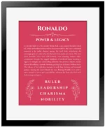 Ronaldo custom name meaning print in red with black matte frame