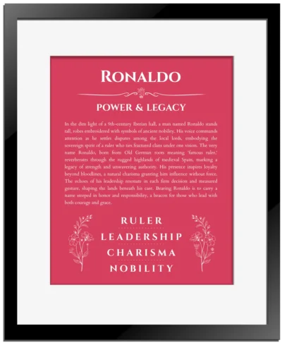Ronaldo custom name meaning print in red with black matte frame
