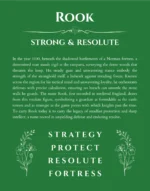 Rook personalized name print with origin and traits in dark green