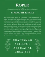 Roper name origin print with meaning and traits in dark green