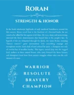 Roran custom name meaning print in blue