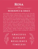Rosa custom name art showing meaning and origin in red