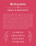 Rosalina name origin print with meaning and traits in red