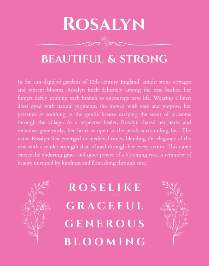 Rosalyn name meaning gift print in pink