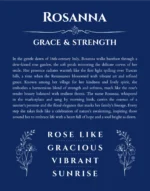 Rosanna personalized name art with origin story in deep blue
