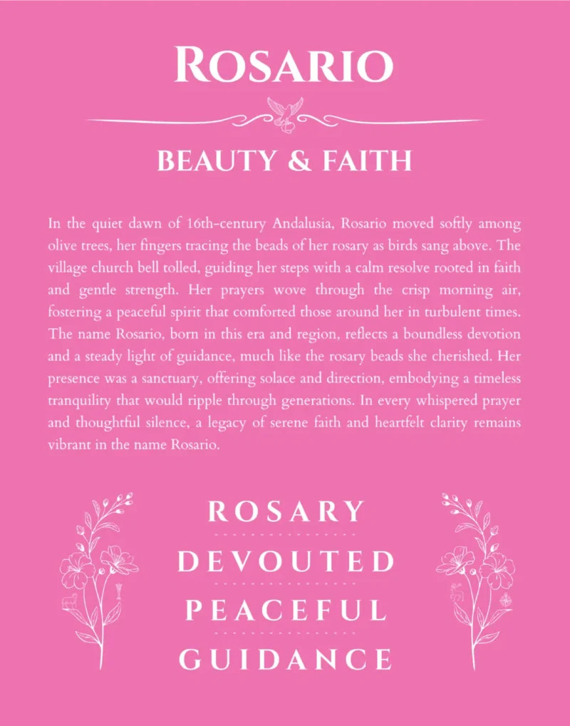 Rosario personalized name meaning print in pink