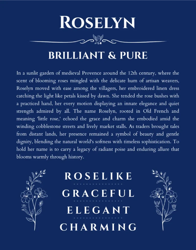 Roselyn name meaning wall art by Get Your Story in deep blue