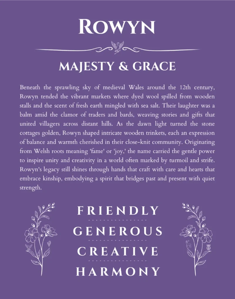 Rowyn name meaning wall art by Get Your Story in purple