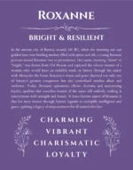 Roxanne name meaning gift print in purple