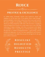 Royce personalized name art with origin story in orange