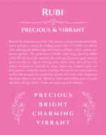 Rubi personalized name print with origin and traits in pink