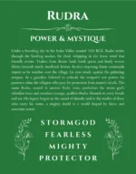 Rudra name origin print with meaning and traits in dark green