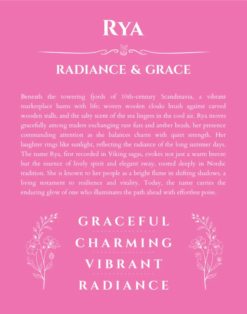 Rya custom name print for wall display in pink