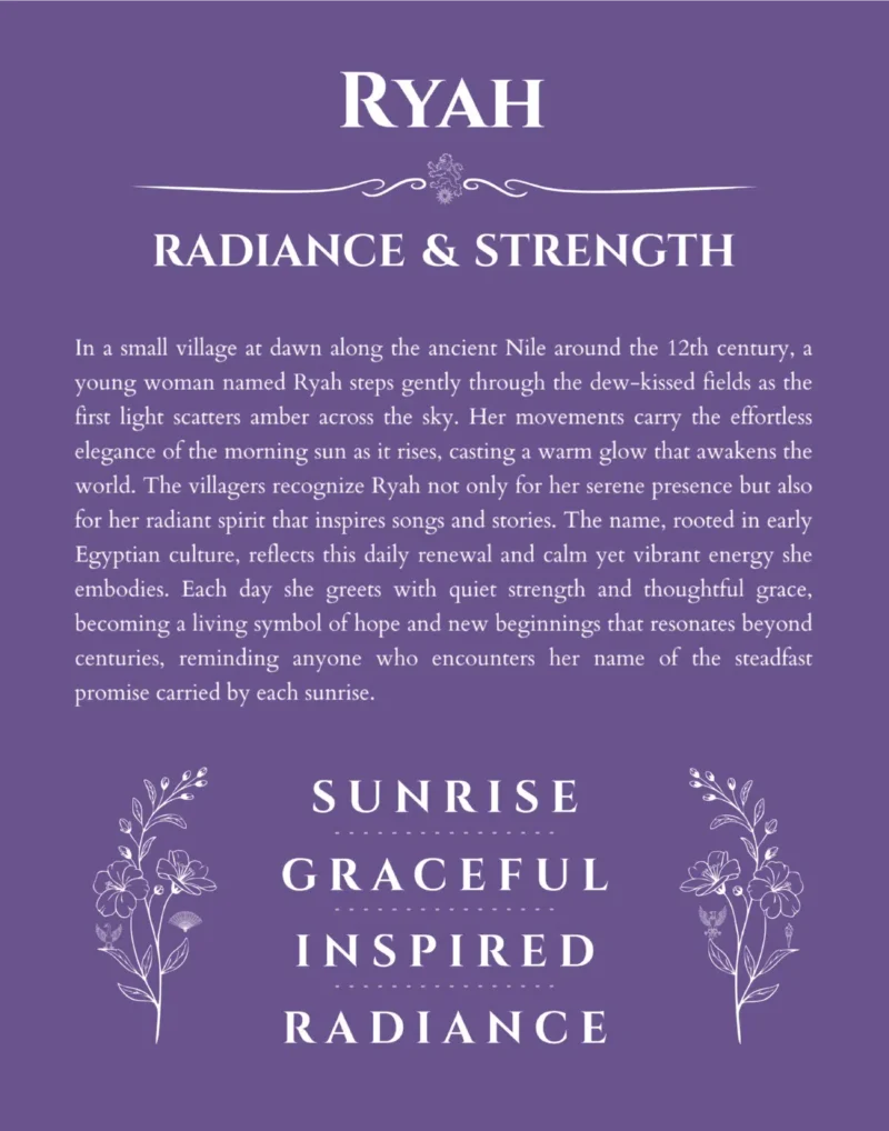 Ryah custom name meaning print in purple