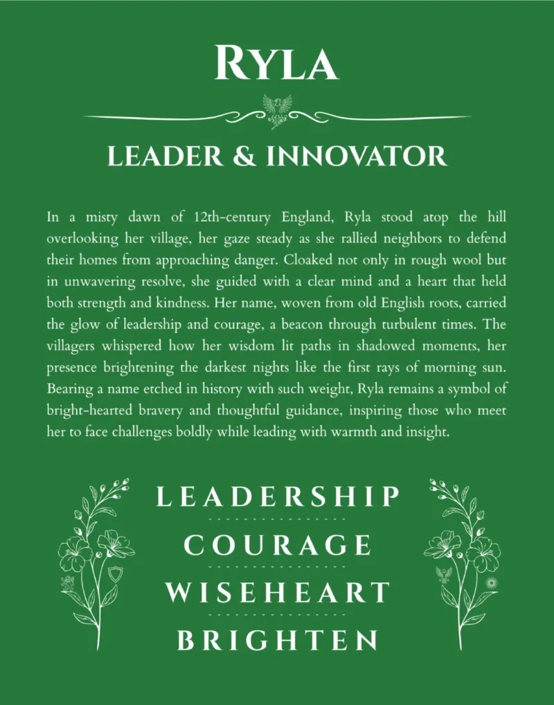 Ryla custom name meaning print in dark green