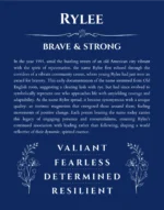 Rylee personalized name meaning print in deep blue