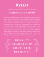 Rylen personalized name art with origin story in pink