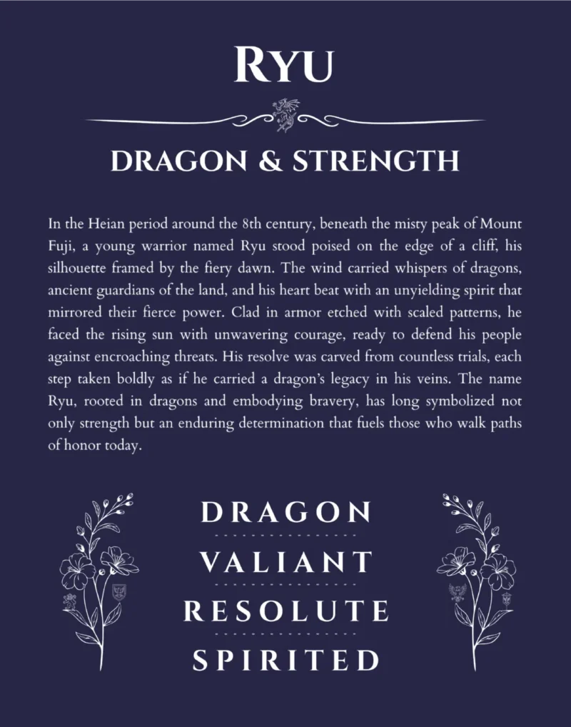 Ryu custom name meaning print in navy blue