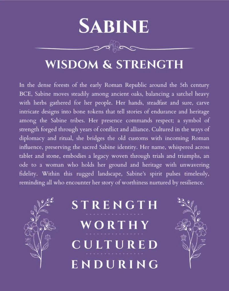 Sabine personalized name meaning print in purple