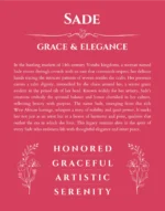 Sade personalized name meaning print in red