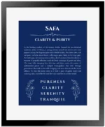 Safa custom name print for wall display in deep blue with black matte frame