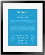 Safwan name meaning wall art by Get Your Story in blue with black matte frame