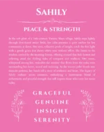 Sahily name origin print with meaning and traits in pink