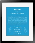Sailor name meaning gift print in blue with black matte frame