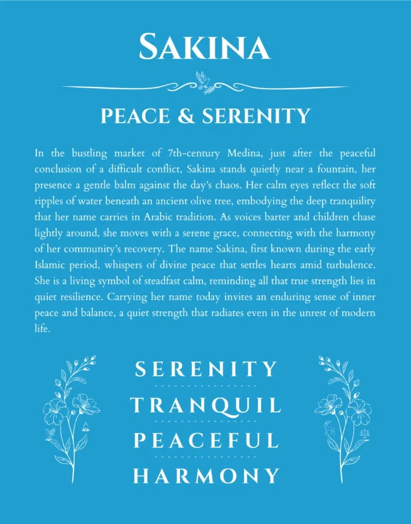 Sakina name meaning wall art by Get Your Story in blue