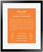 Salaar name meaning wall art by Get Your Story in orange with black matte frame