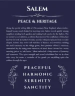Salem name origin print with meaning and traits in navy blue