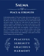 Salma personalized name print with origin and traits in deep blue