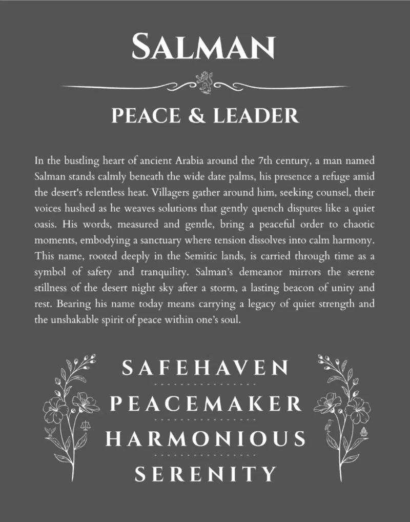 Salman personalized name print with origin and traits in gray