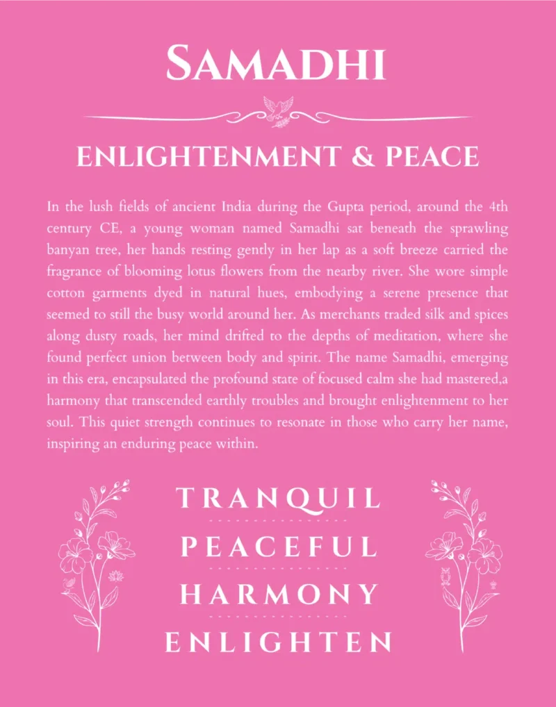 Samadhi custom name meaning print in pink