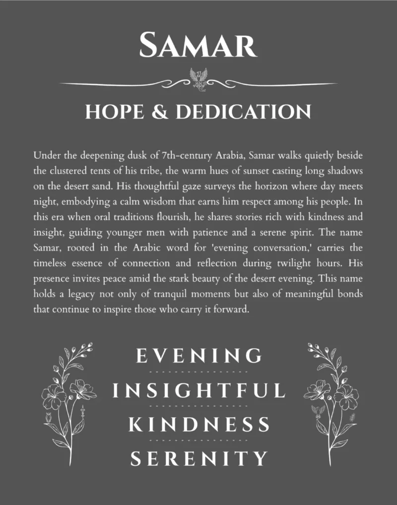Samar personalized name meaning print in gray