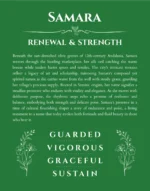 Samara personalized name art with origin story in dark green