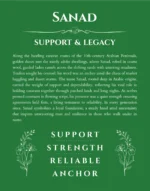 Sanad name origin print with meaning and traits in dark green