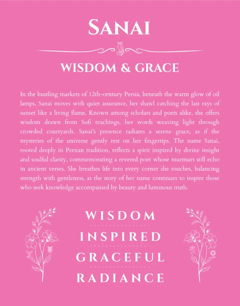 Sanai custom name meaning print in pink