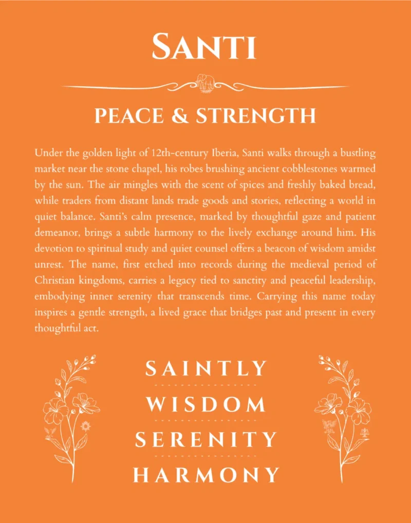 Santi name meaning wall art by Get Your Story in orange