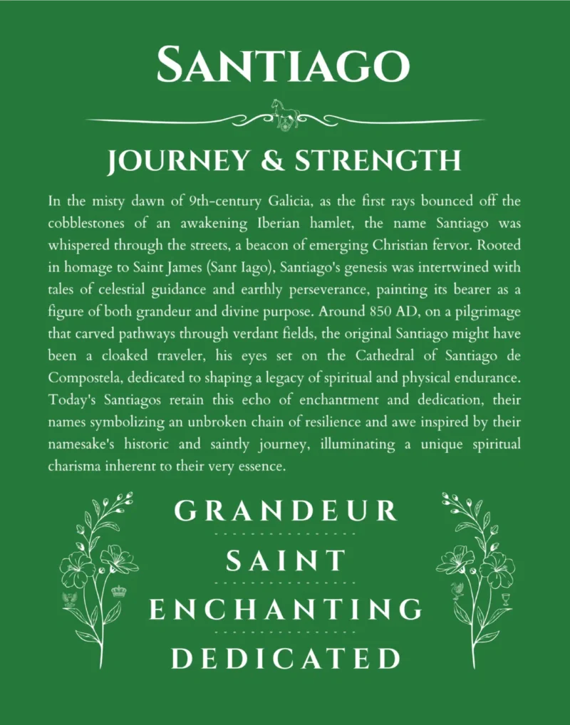Santiago custom name print for wall display in dark green