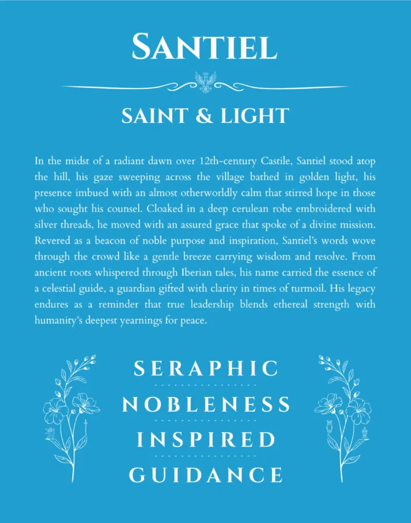 Santiel name meaning wall art by Get Your Story in blue