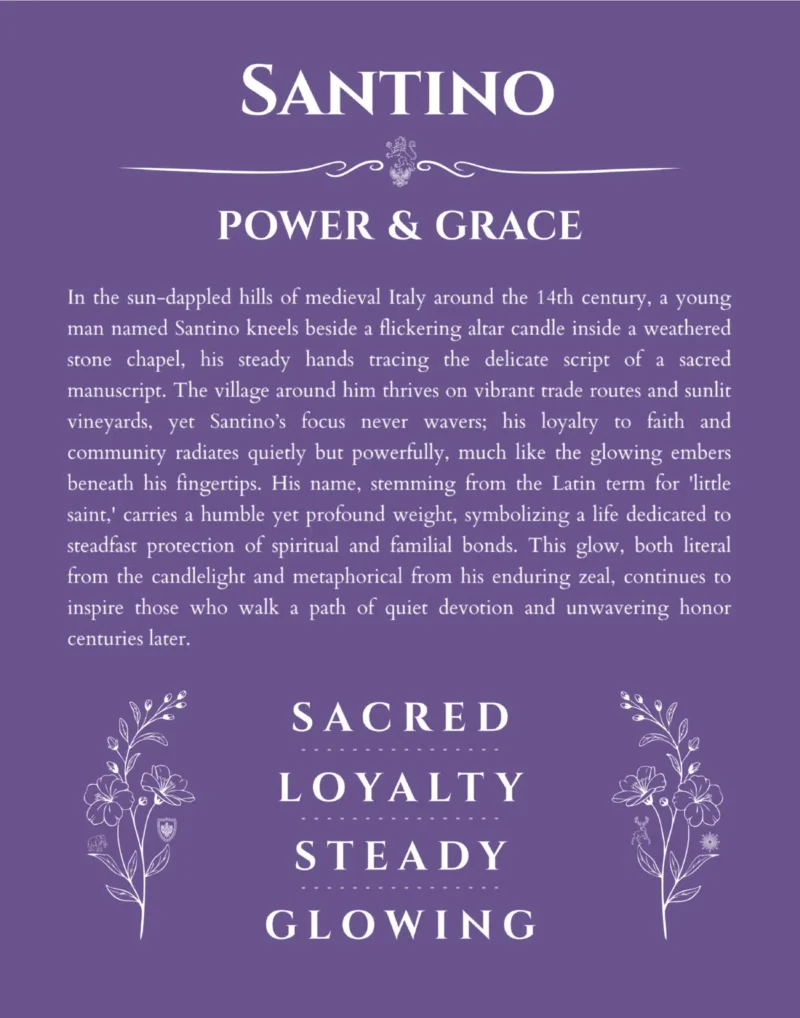 Santino custom name meaning print in purple
